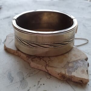 Hobe Vintage Hinged Bangle Bracelet With Safety Chain